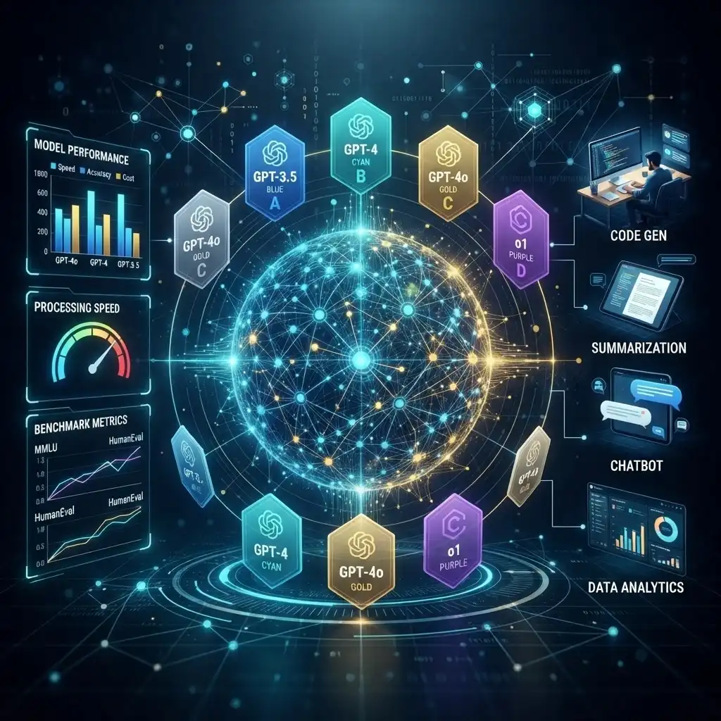 OpenAI LLM 모델 라인업과 실무 활용 전략을 표현한 대표 이미지