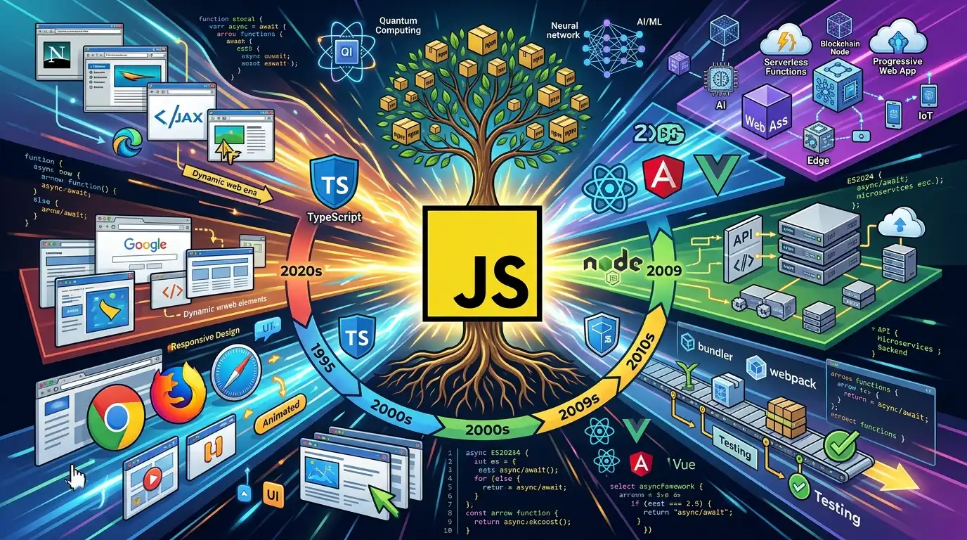 JavaScript와 TypeScript 개발 생태계를 표현한 대표 이미지