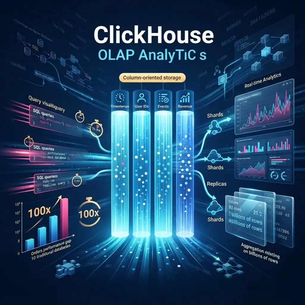 ClickHouse OLAP 데이터베이스와 실시간 분석 플랫폼을 표현한 대표 이미지