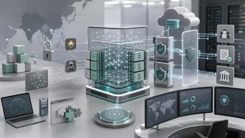 DeepSeek AI와 오픈소스 LLM 보안 리스크를 관제하는 엔터프라이즈 보안 일러스트