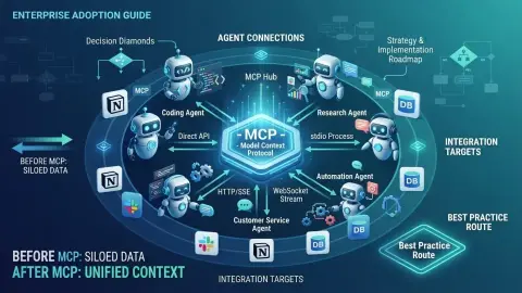 MCP가 AI Agent와 외부 시스템을 연결하는 구조를 표현한 대표 이미지