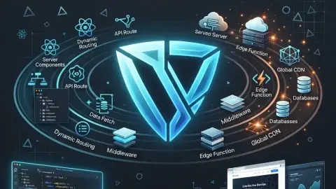 Next.js와 React 기반 풀스택 웹 프레임워크를 표현한 대표 이미지