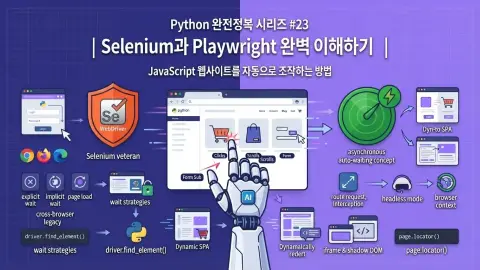 Python으로 Selenium과 Playwright를 사용해 JavaScript 웹사이트를 자동화하는 방법을 설명하는 대표 이미지