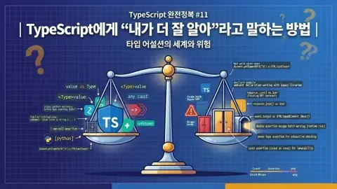 TypeScript 타입 단언과 안전한 타입 처리 방법을 설명하는 대표 이미지
