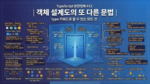 TypeScript interface와 type의 차이를 비교해 객체 설계 기준을 설명하는 대표 이미지