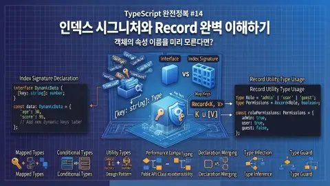 TypeScript 인덱스 시그니처와 Record로 동적 객체 타입을 설계하는 방법을 설명하는 대표 이미지