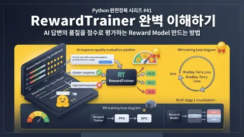 Python에서 Hugging Face TRL RewardTrainer로 AI 답변 품질을 점수로 평가하는 방법을 설명하는 대표 이미지