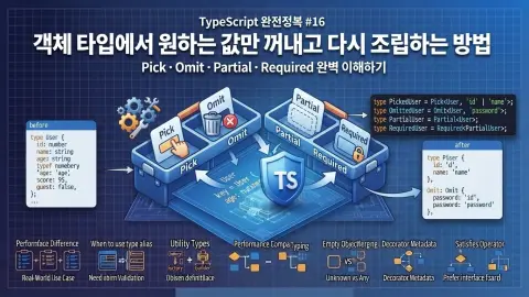 TypeScript 인덱스드 액세스 타입과 매핑된 타입으로 객체 타입을 변환하는 방법을 설명하는 대표 이미지